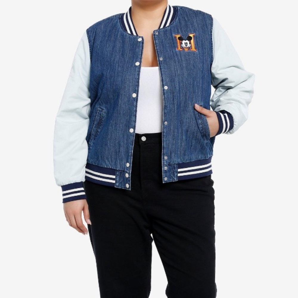 BNWT!✨ Disney Mickey & Friends Denim Varsity Jacket!